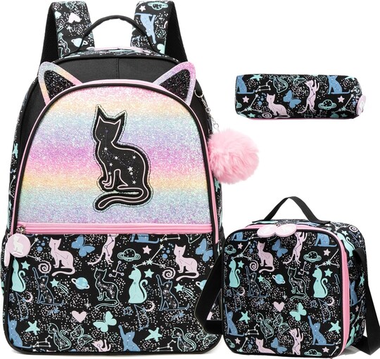 Justice black cat backpack sales